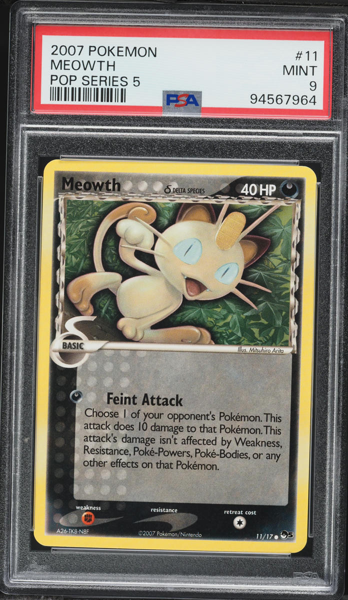 2007 Pokemon Pop Series 5 Meowth #11 PSA 9 MINT