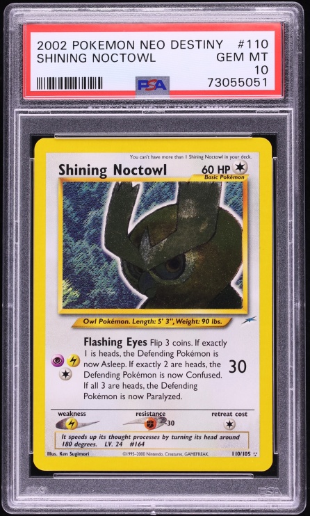 2002 Pokemon Neo Destiny Holo Shining Noctowl #110 PSA 10 GEM MINT