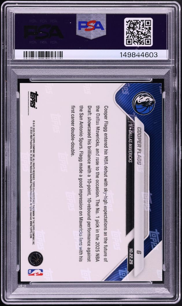 2025 Topps Now Cooper Flagg ROOKIE #6 PSA 10 GEM MINT