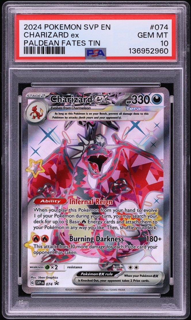 2024 Pokemon Scarlet & Violet Promo Paldean Fates Full Art Shiny Charizard ex #74 PSA 10 GEM