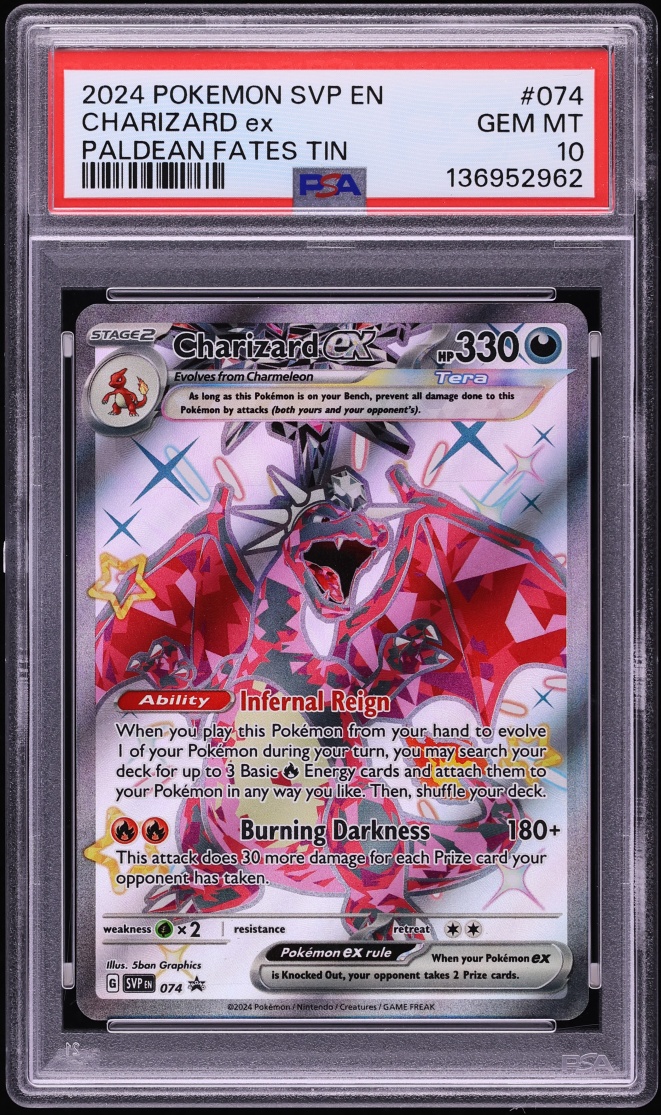 2024 Pokemon Scarlet & Violet Promo Paldean Fates Full Art Shiny Charizard ex #74 PSA 10 GEM
