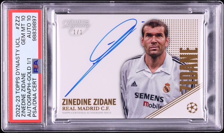 2022 Topps Dynasty UEFA Gold Zinedine Zidane AUTO DNA 10 1/1 #A-ZZ2 PSA 10 GEM MINT