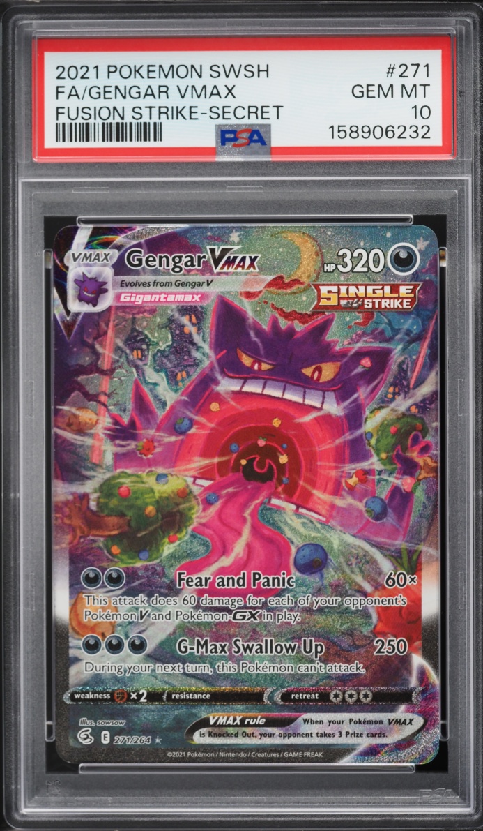 2021 Pokemon Sword & Shield Fusion Strike SEC Gengar VMAX #271 PSA 10 GEM MINT
