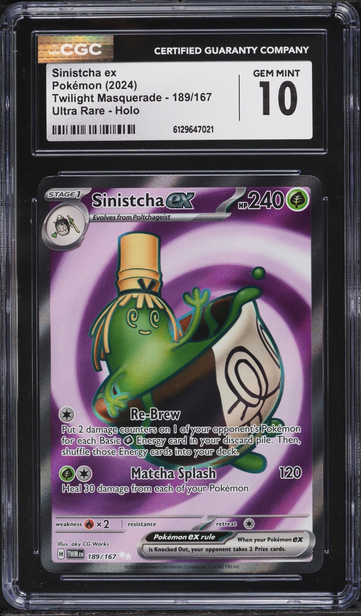 2024 Pokemon Scarlet & Violet Twilight Masquerade Full Art Sinistcha ex #189 CGC 10 GEM MINT