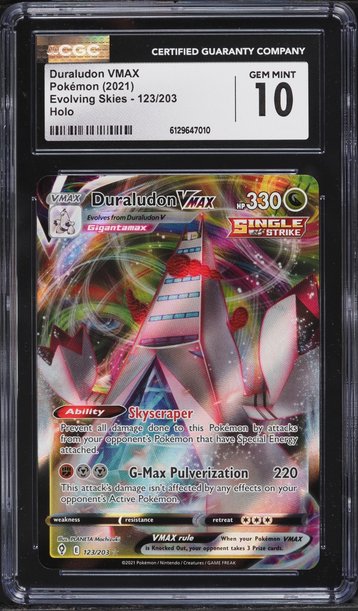 2021 Pokemon Sword & Shield Evolving Skies Full Art Duraludon VMAX #123 CGC 10 GEM MINT