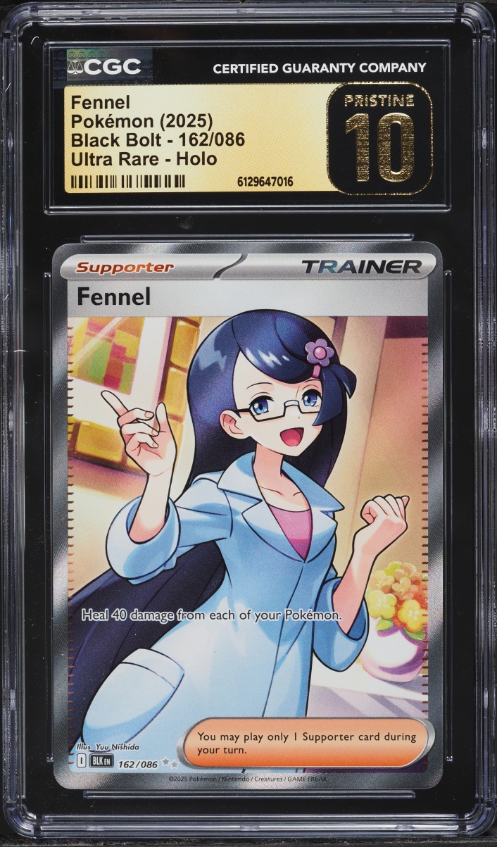 2025 Pokemon Scarlet & Violet Black Bolt Full Art Fennel #162 CGC 10 PRISTINE