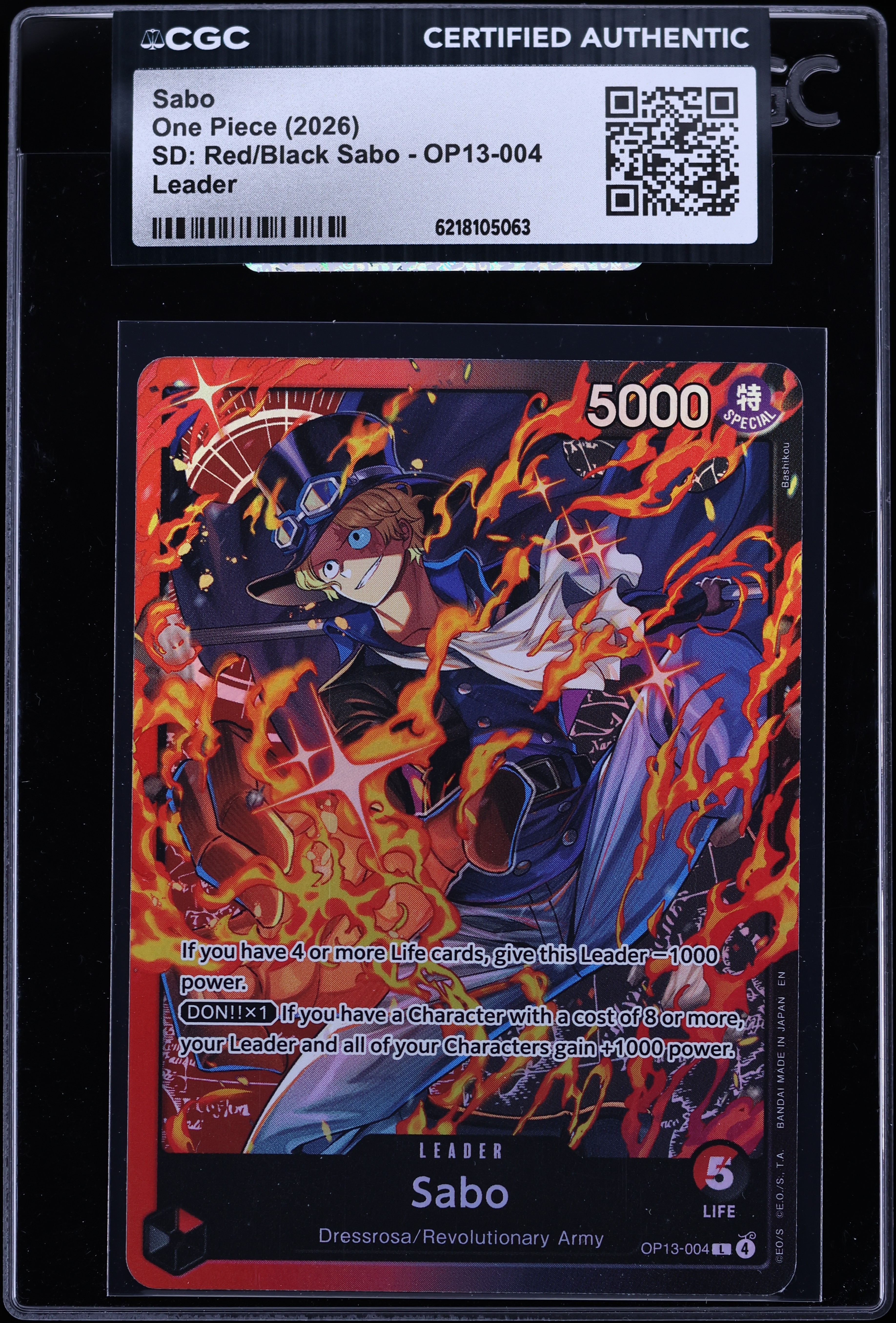 2026 One Piece Starter Deck Red Black Leader Sabo #OP13-004 CGC AUTH