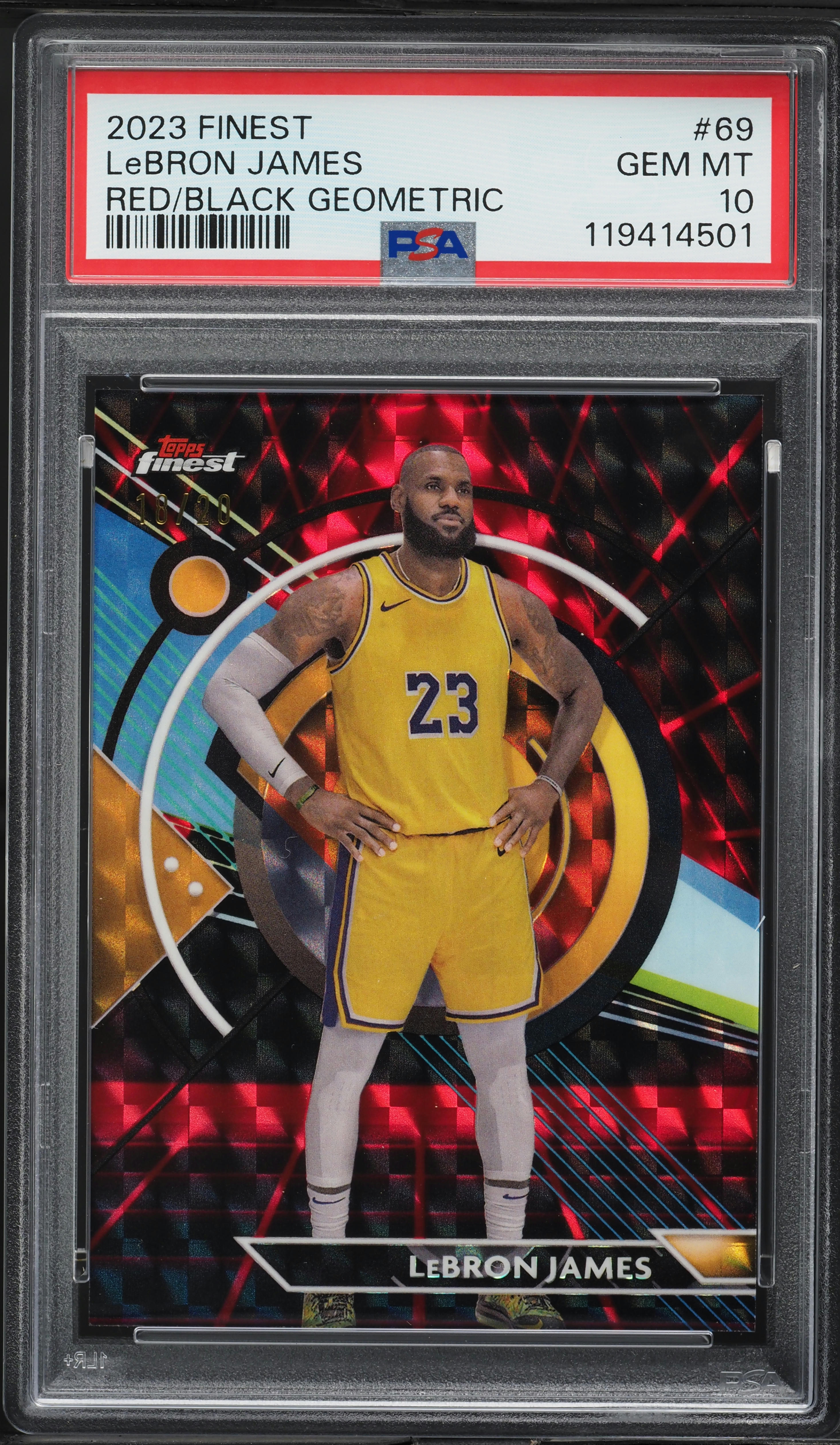 2023 Finest Red Black Geometric LeBron James /20 #69 PSA 10 GEM