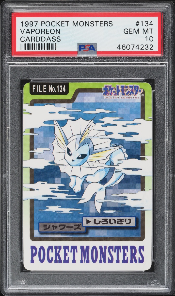 1997 Pokemon Japanese Pocket Monsters Carddass Vaporeon #134 PSA 10 GEM MINT