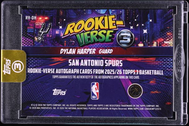 2025 Topps Three Rookie-Verse Dylan Harper ROOKIE AUTO /49 #RV-DH