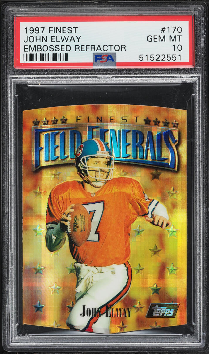 1997 Finest Field Generals Embossed Refractor Die-Cut John Elway #170 PSA 10 GEM MINT