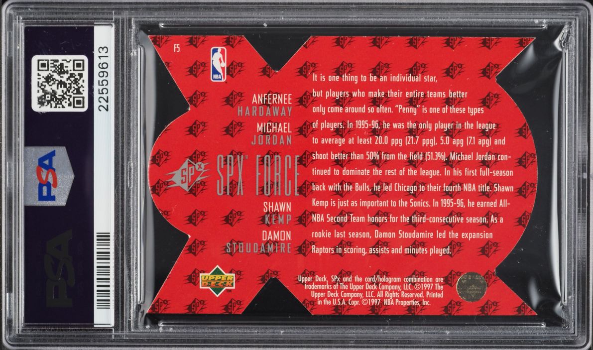 1996 SPx Force Die-Cut Michael Jordan Hardaway Kemp Stoudamire #F5 PSA 10 GEM MINT