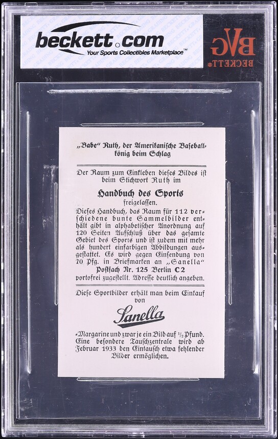 1932 Sanella Margarine Type 2 Babe Ruth #83B BVG 7 NRMT