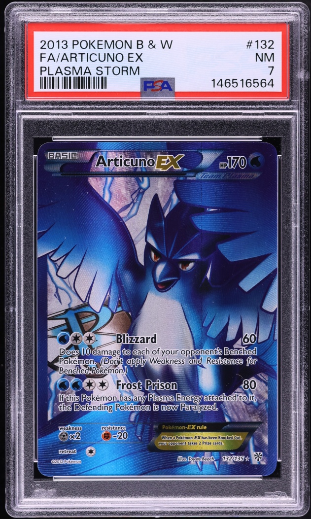 2013 Pokemon Black & White Plasma Storm Full Art Articuno EX #132 PSA 7 NRMT