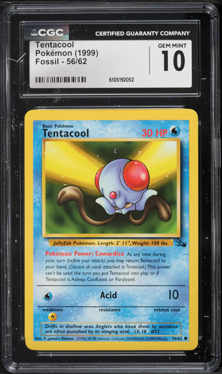 1999 Pokemon Fossil Tentacool #56 CGC 10 GEM MINT