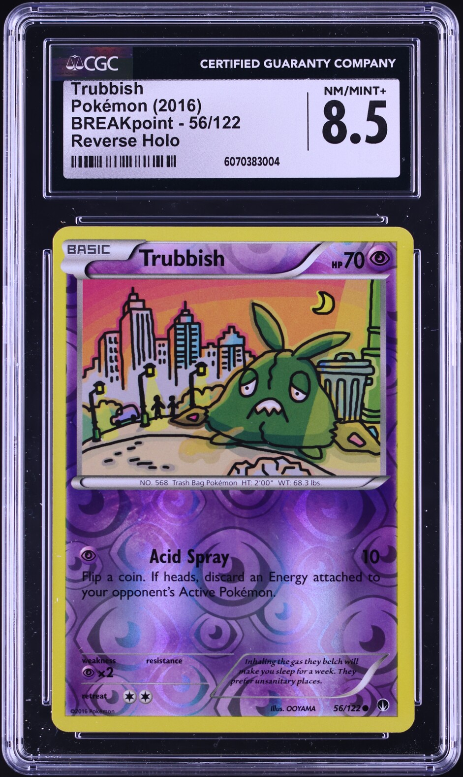 2016 Pokemon XY Breakpoint Reverse Holo Trubbish #56 CGC 8.5 NM-MT+