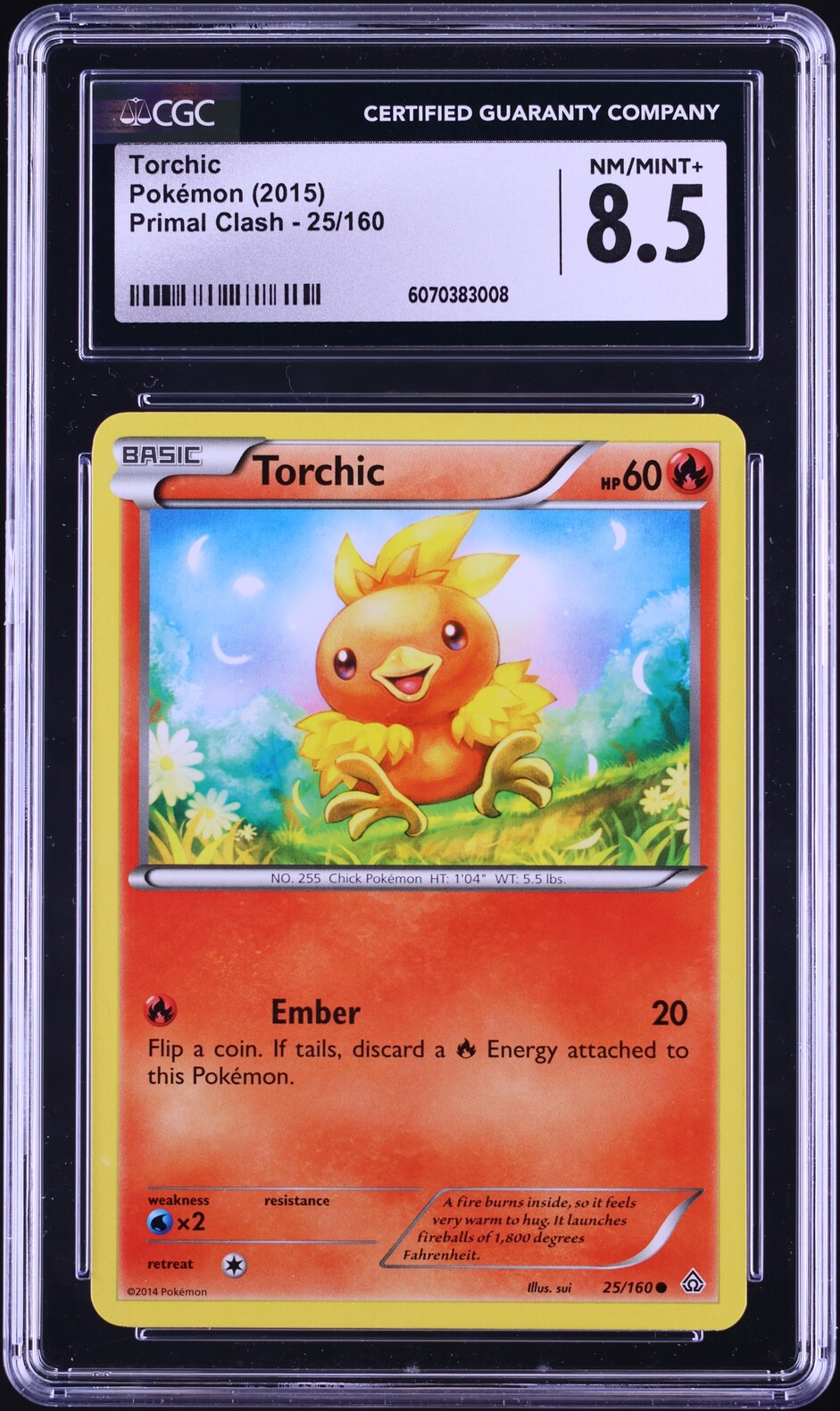2015 Pokemon XY Primal Clash Torchic #25 CGC 8.5 NM-MT+