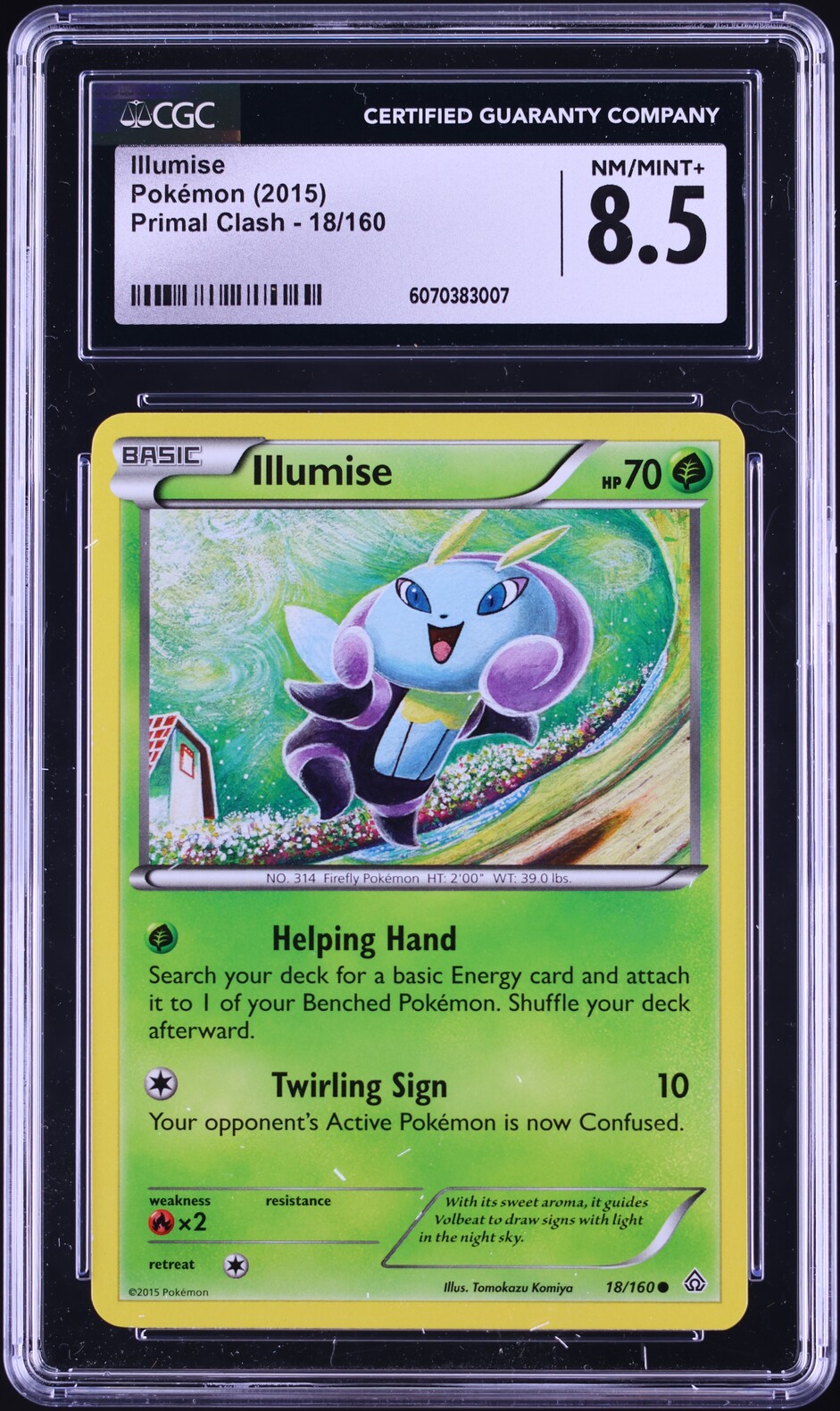 2015 Pokemon XY Primal Clash Illumise #18 CGC 8.5 NM-MT+