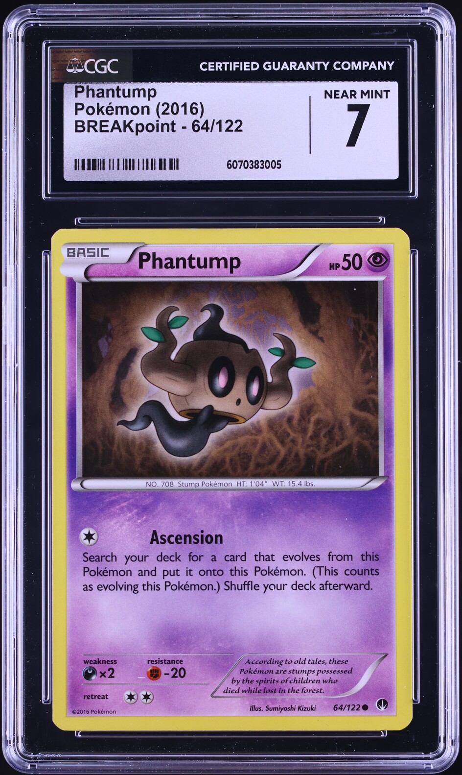 2016 Pokemon XY Breakpoint Phantump #64 CGC 7 NRMT