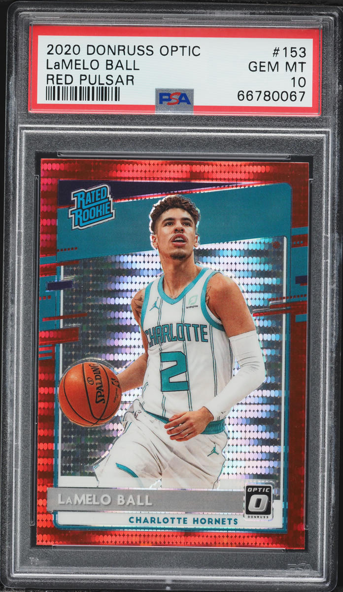 2020 Donruss Optic Red Pulsar Prizm LaMelo Ball ROOKIE #153 PSA 10 GEM MINT