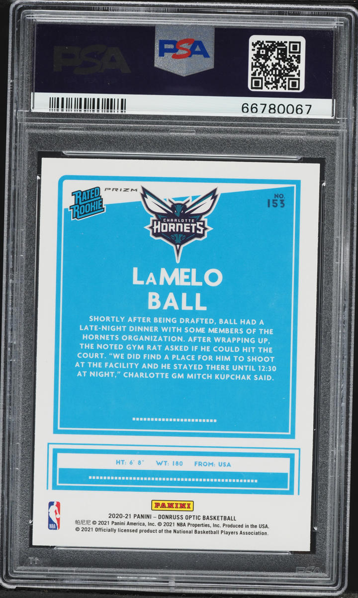2020 Donruss Optic Red Pulsar Prizm LaMelo Ball ROOKIE #153 PSA 10 GEM MINT