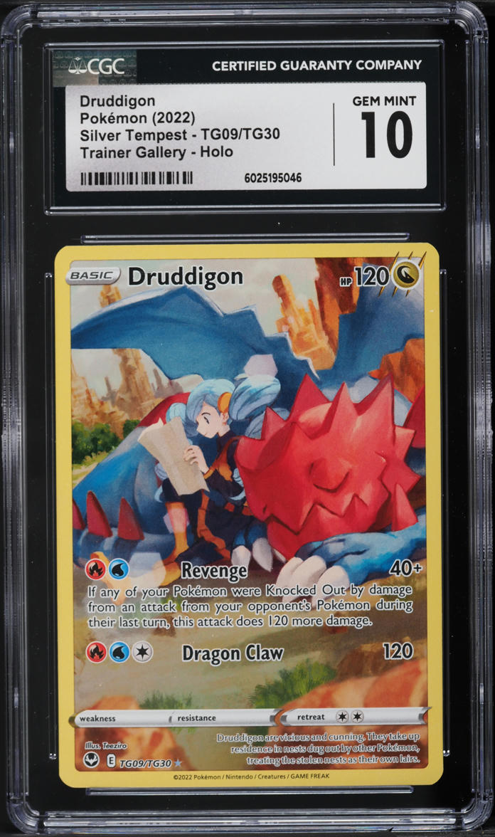 2022 Pokemon SWSH Silver Tempest Full Art Druddigon #TG09 CGC 10 GEM MINT - Main Image