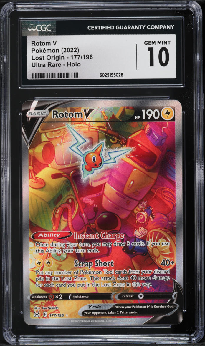 2022 Pokemon Sword & Shield Lost Origin Full Art Rotom V #177 CGC 10 GEM MINT - Main Image