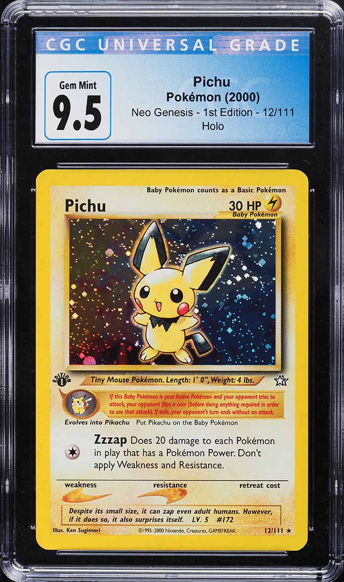 2000 Pokemon Neo Genesis 1st Edition Holo Pichu #12 CGC 9.5 GEM MINT