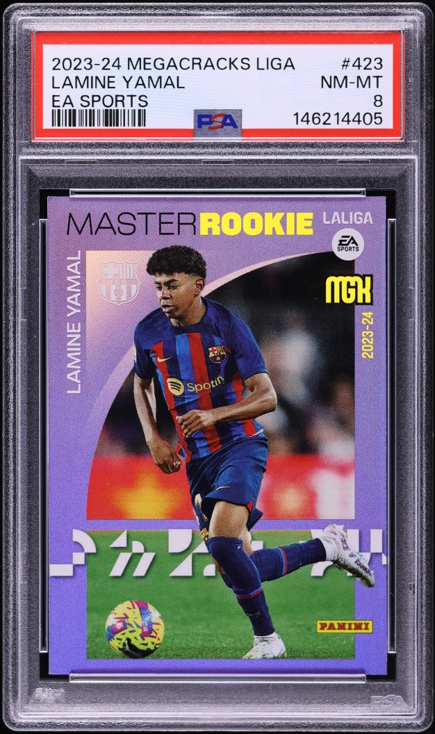 2023 Panini Megacracks La Liga EA Sports Master Lamine Yamal ROOKIE #423 PSA 8 NM-MT