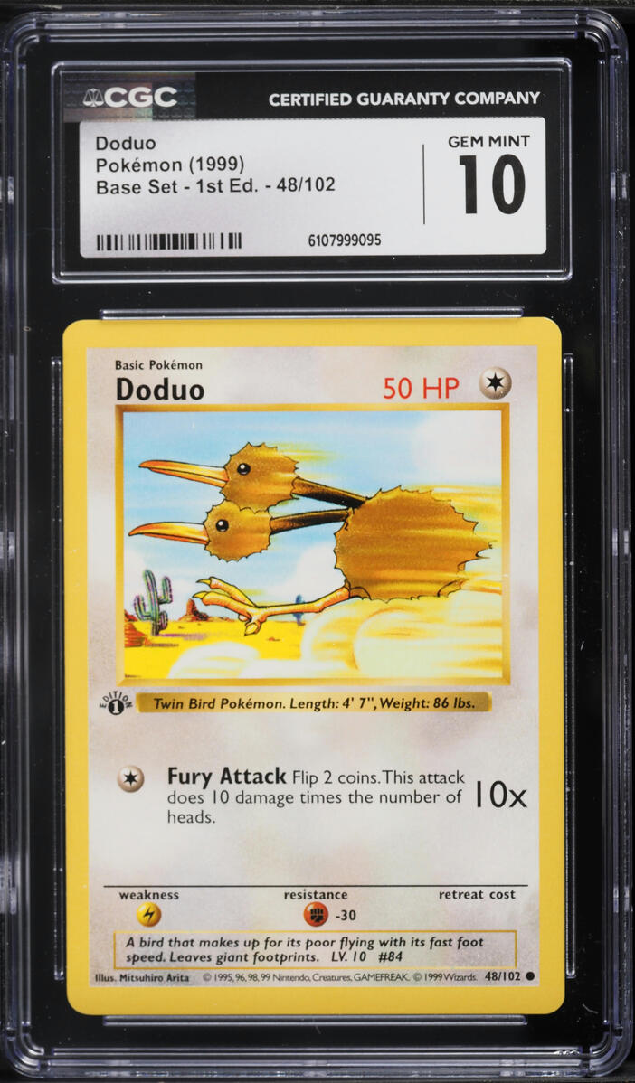 1999 Pokemon Base Set Shadowless 1st Edition Doduo #48 CGC 10 GEM MINT
