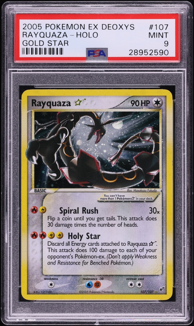 2005 Pokemon EX Deoxys Holo Rayquaza Gold Star #107 PSA 9 MINT