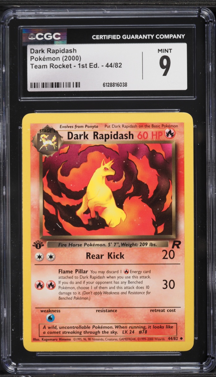 2000 Pokemon Team Rocket 1st Edition Dark Rapidash #44 CGC 9 MINT