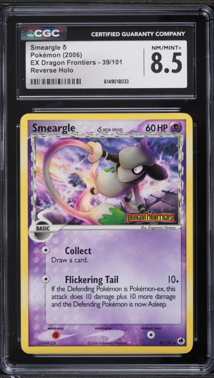 2006 Pokemon EX Dragon Frontiers Reverse Holo Smeargle #39 CGC 8.5 NM-MT+