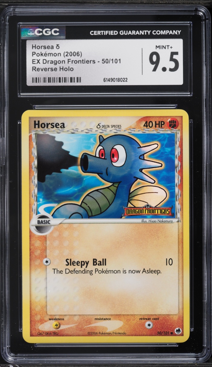 2006 Pokemon EX Dragon Frontiers Reverse Holo Horsea #50 CGC 9.5 MINT+