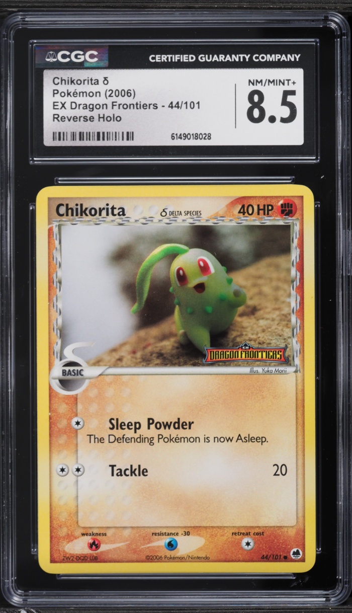 2006 Pokemon EX Dragon Frontiers Reverse Holo Chikorita #44 CGC 8.5 NM-MT+