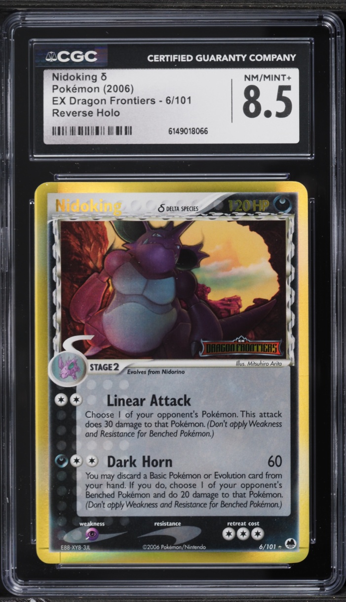 2006 Pokemon EX Dragon Frontiers Reverse Holo Nidoking #6 CGC 8.5 NM-MT+