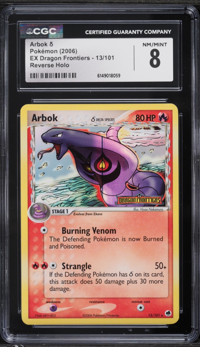 2006 Pokemon EX Dragon Frontiers Reverse Holo Arbok #13 CGC 8 NM-MT