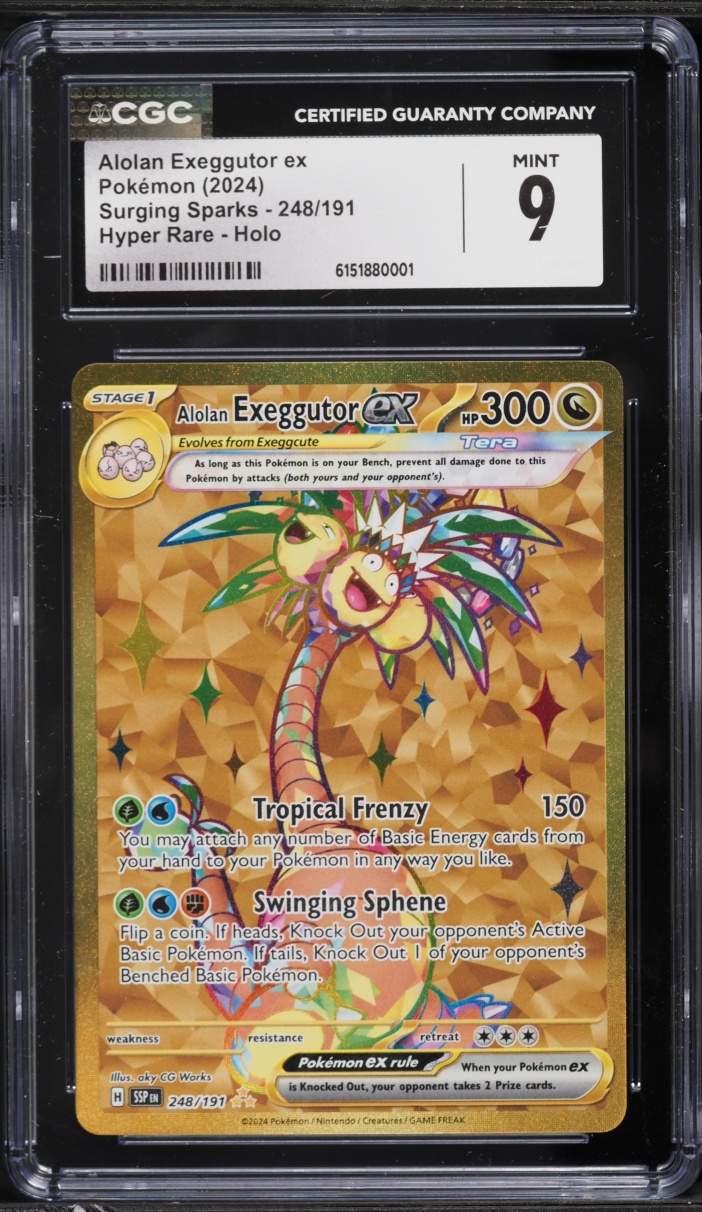 2024 Pokemon Scarlet & Violet Surging Sparks Gold Rare Alolan Exeggutor ex #248 CGC 9 MINT