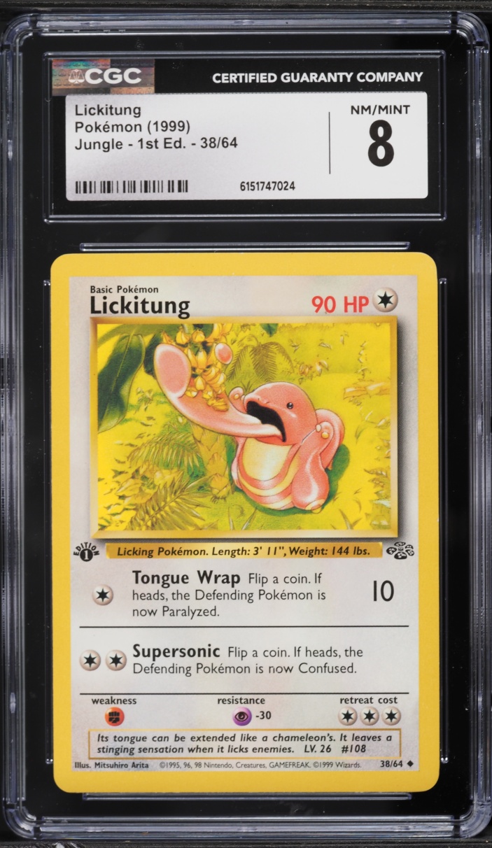 1999 Pokemon Jungle 1st Edition Lickitung #38 CGC 8 NM-MT