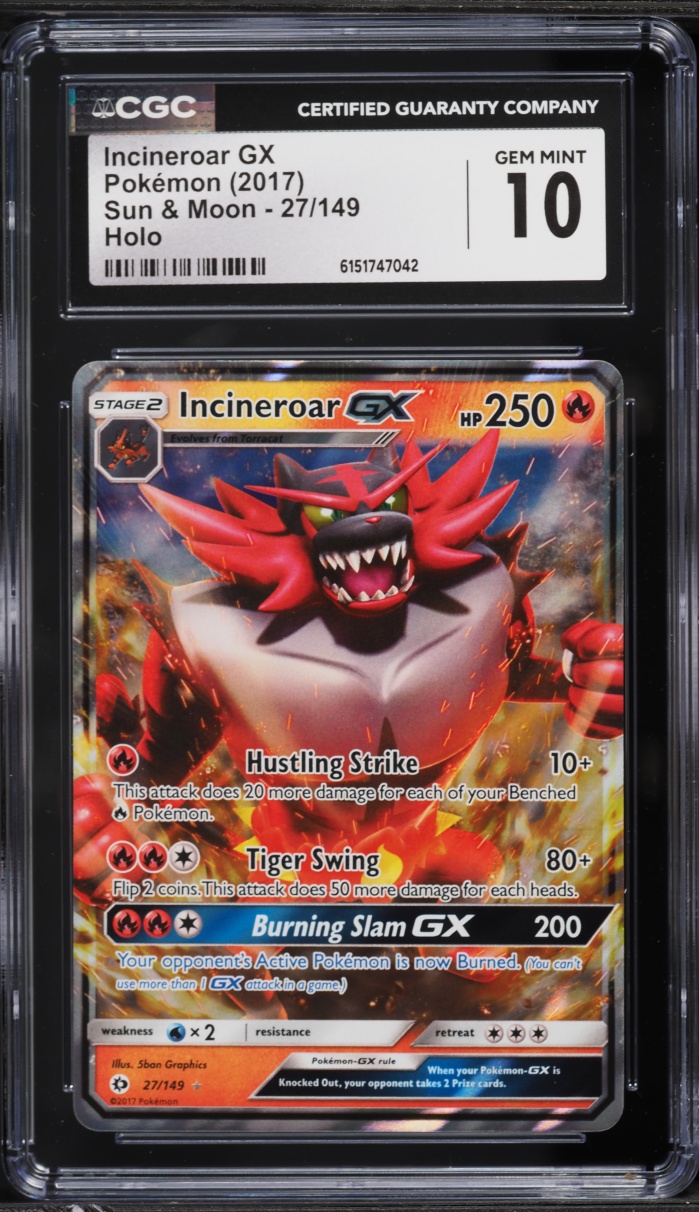 2017 Pokemon Sun & Moon Holo Incineroar GX #27 CGC 10 GEM MINT