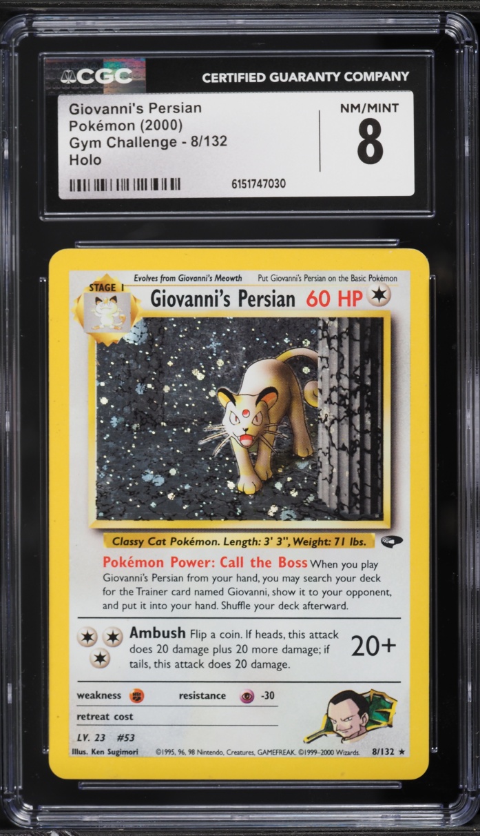 2000 Pokemon Gym Challenge Holo Giovanni's Persian #8 CGC 8 NM-MT