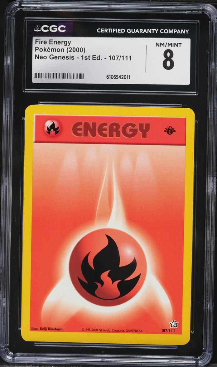 2000 Pokemon Neo Genesis 1st Edition Fire Energy #107 CGC 8 NM-MT
