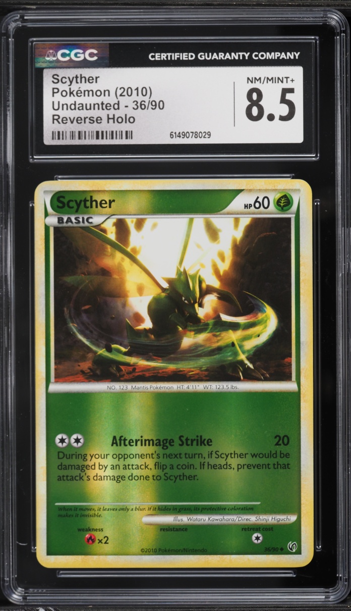 2010 Pokemon HeartGold & SoulSilver Undaunted Reverse Holo Scyther #36 CGC 8.5 NM-MT+