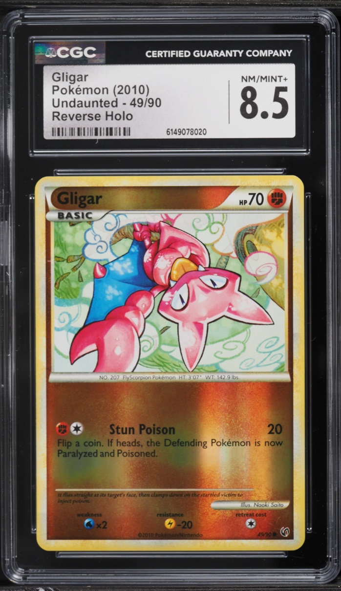 2010 Pokemon HeartGold & SoulSilver Undaunted Reverse Holo Gligar #49 CGC 8.5 NM-MT+