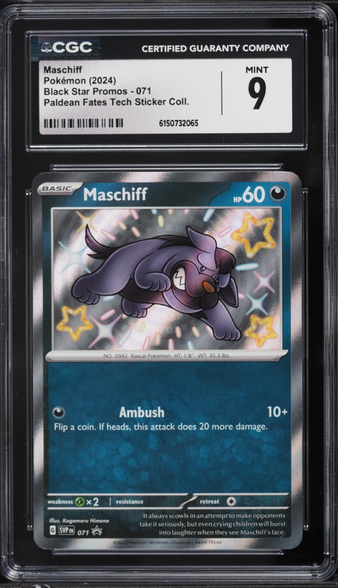 2024 Pokemon Scarlet & Violet Promo Paldean Fates Tech Sticker Maschiff #71 CGC 9 MINT