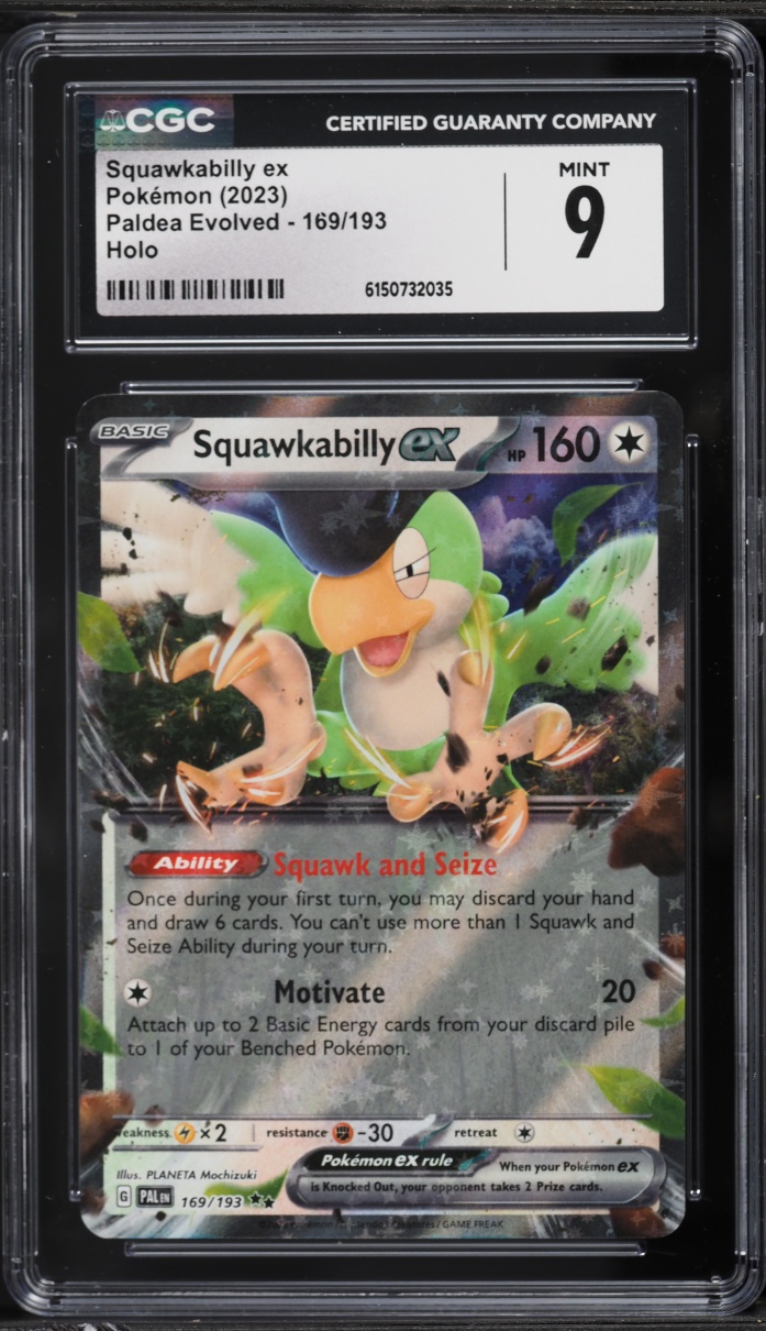 2023 Pokemon Scarlet & Violet Paldea Evolved Holo Squawkabilly EX #169 CGC 9 MINT