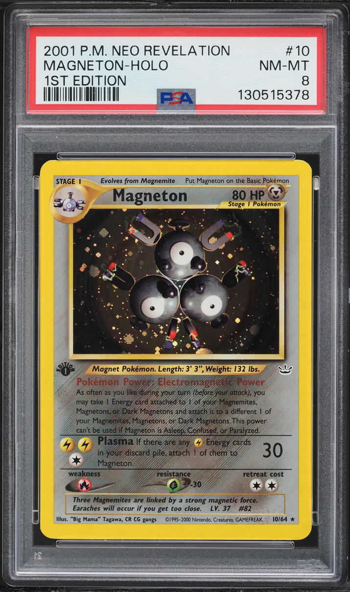 2001 Pokemon Neo Revelation 1st Edition Holo Magneton #10 PSA 8 NM-MT