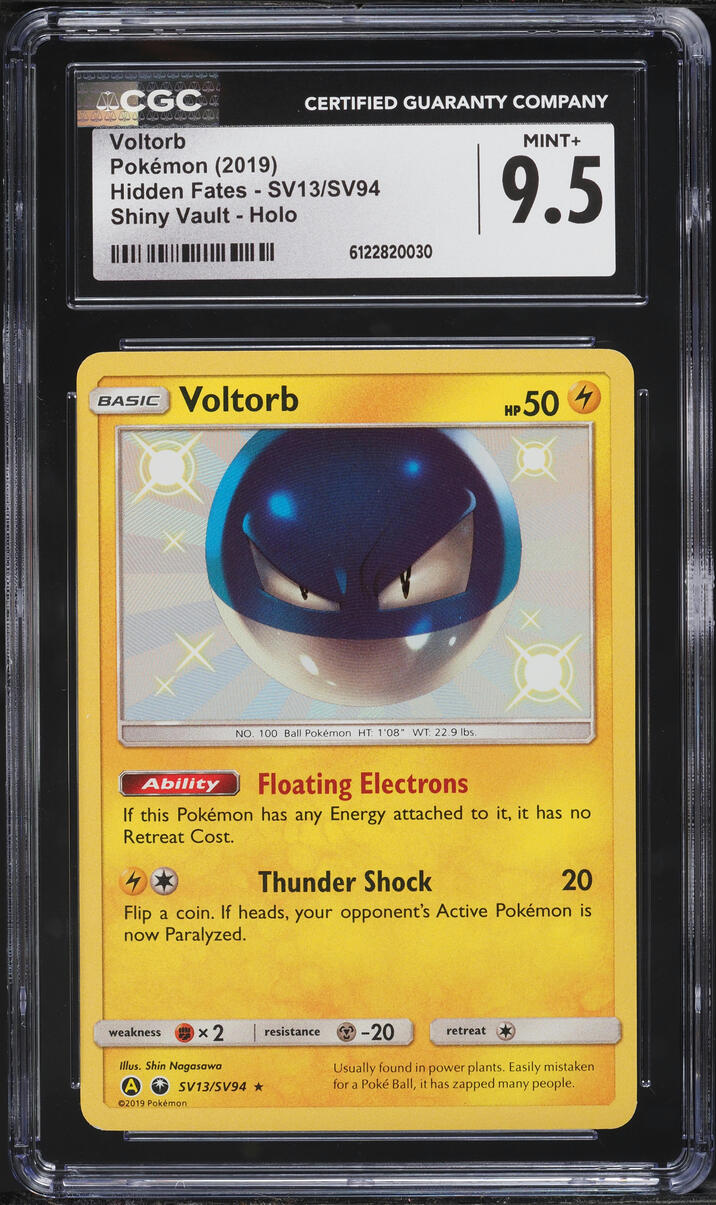 2019 Pokemon Sun & Moon Hidden Fates Shiny Voltorb #SV13 CGC 9.5 MINT+