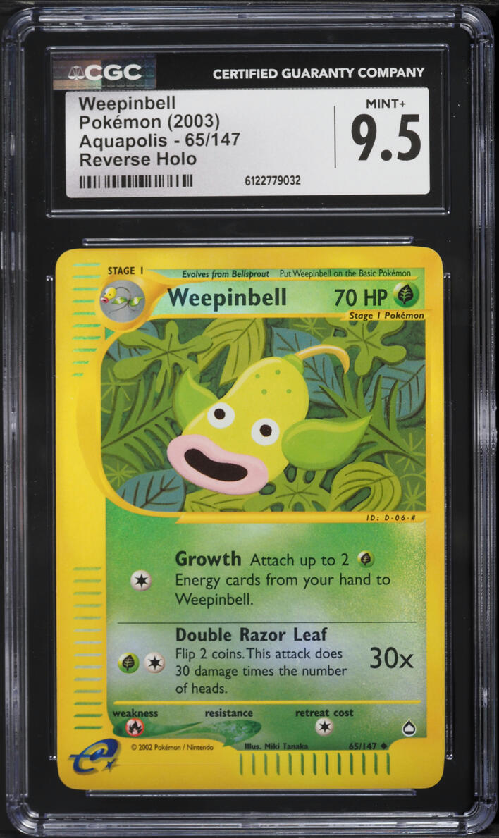 2003 Pokemon Aquapolis Reverse Holo Weepinbell #65 CGC 9.5 MINT+