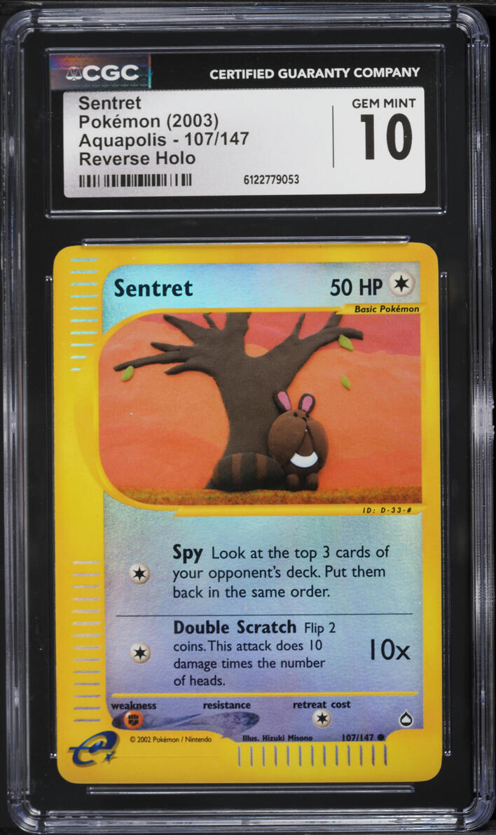 2003 Pokemon Aquapolis Reverse Holo Sentret #107 CGC 10 GEM MINT